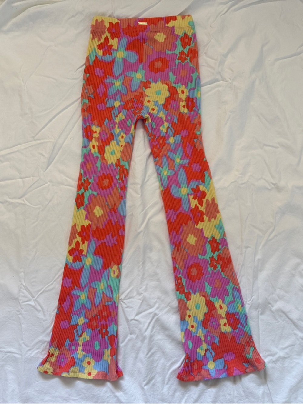 Billabong Red Floral Ribbed Kids Leggings